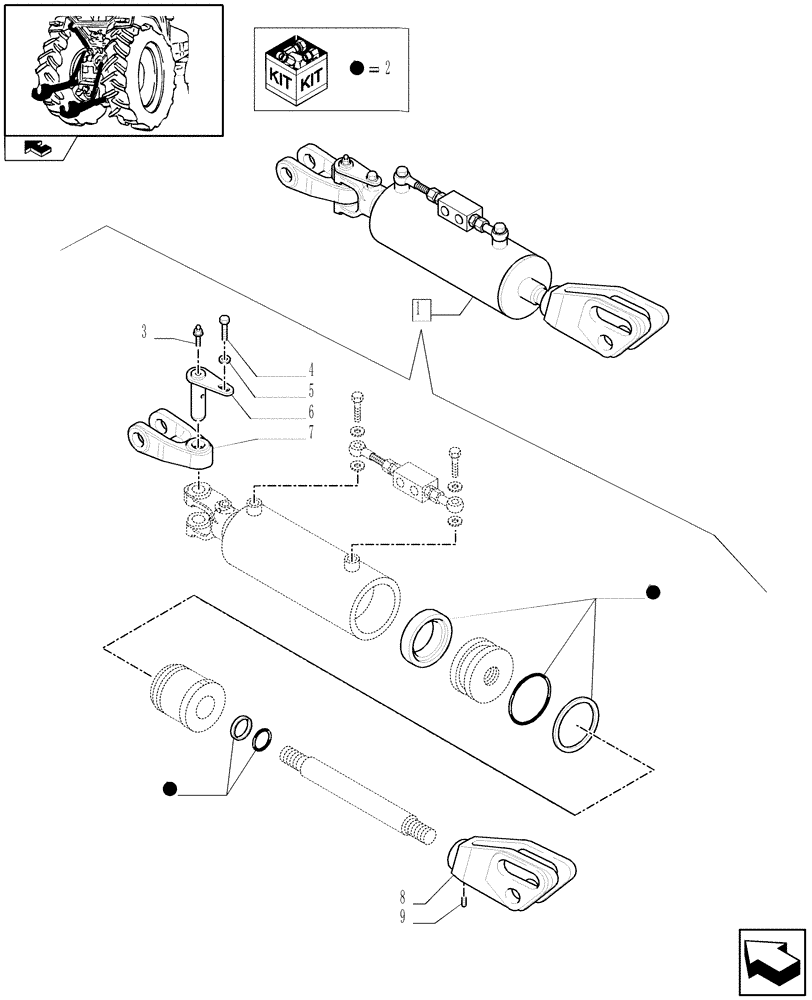 Схема запчастей Case IH PUMA 140 - (1.89.6/03B) - ADJUSTABLE LIFT - ROD - BREAKDOWN (VAR.330921-331921) (09) - IMPLEMENT LIFT