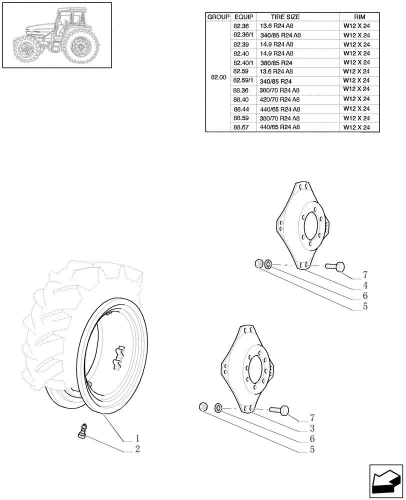 Схема запчастей Case IH JX1100U - (82.00[03]) - DRIVE WHEEL RIM (4WD) (11) - WHEELS/TRACKS