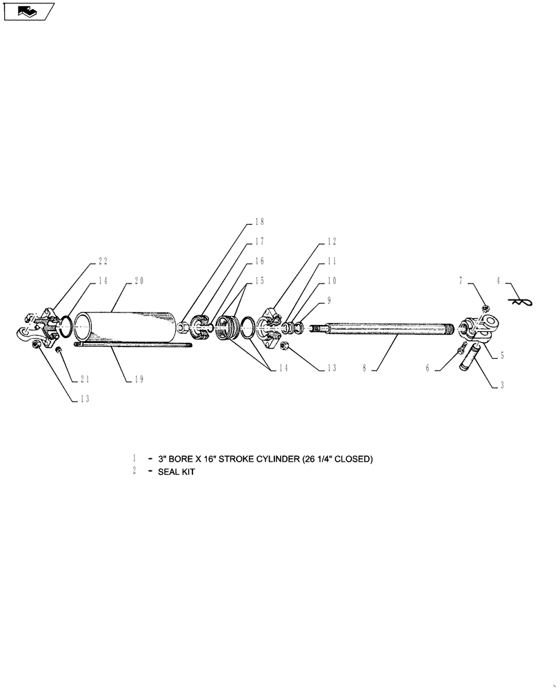 Схема запчастей Case IH COULTER CHAMP - (35.100.05) - HYDRAULIC CYLINDER - 3" X 16" (9 & 11 SHANK ONLY ASN 201052) (35) - HYDRAULIC SYSTEMS