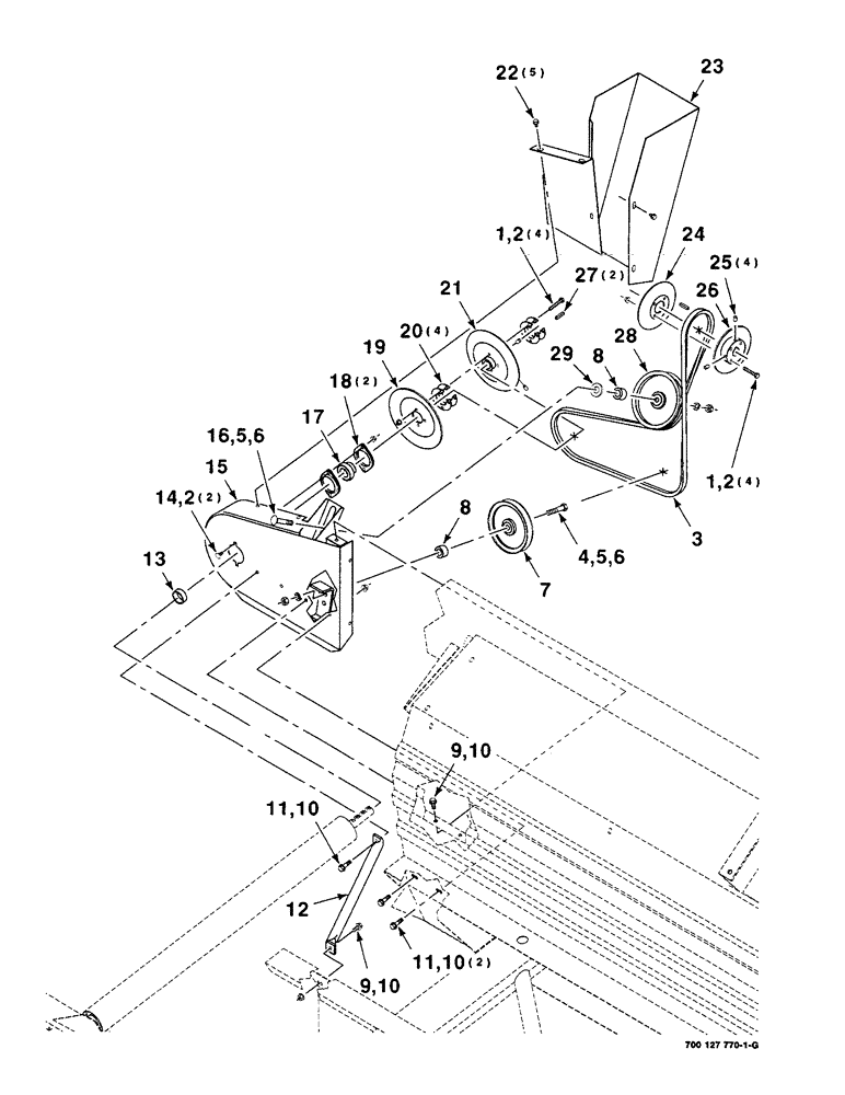 Схема запчастей Case IH 8220 - (5-08) - DRAPER DRIVE ASSEMBLY, LEFT, 21 AND 25 FOOT ONLY (58) - ATTACHMENTS/HEADERS