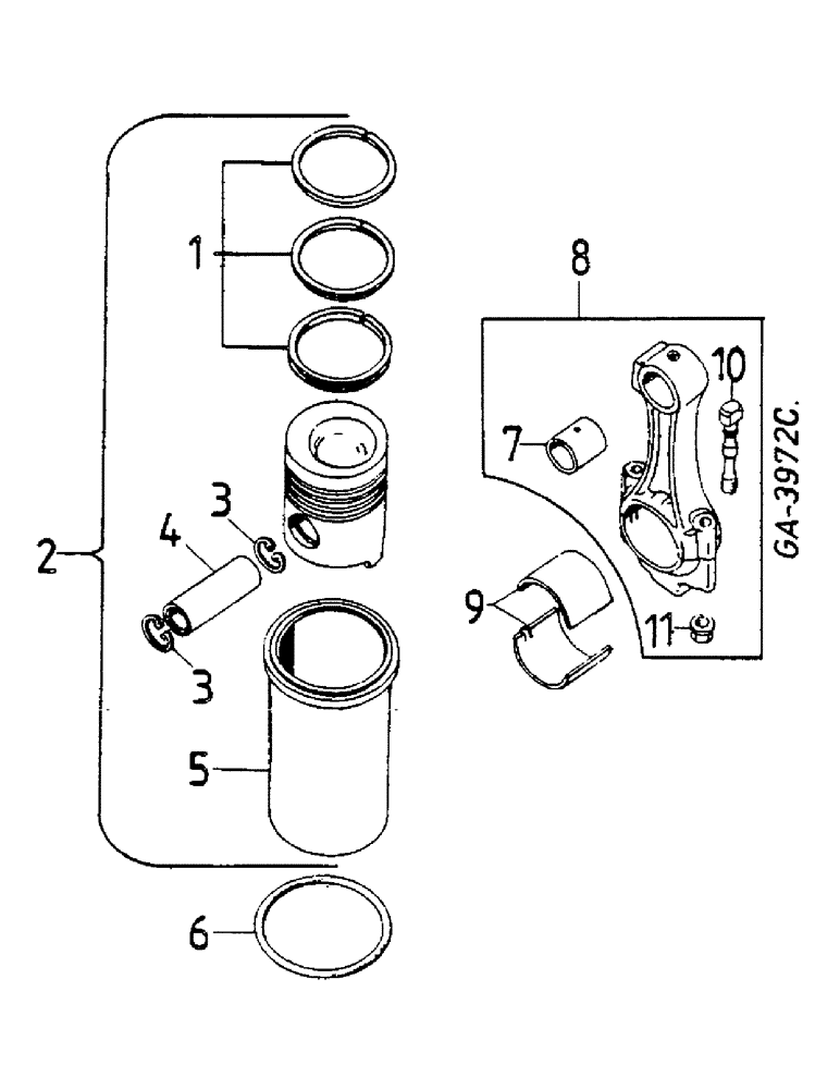 Схема запчастей Case IH D-358 - (04-09) - PISTON AND CYLINDER SLEEVE 