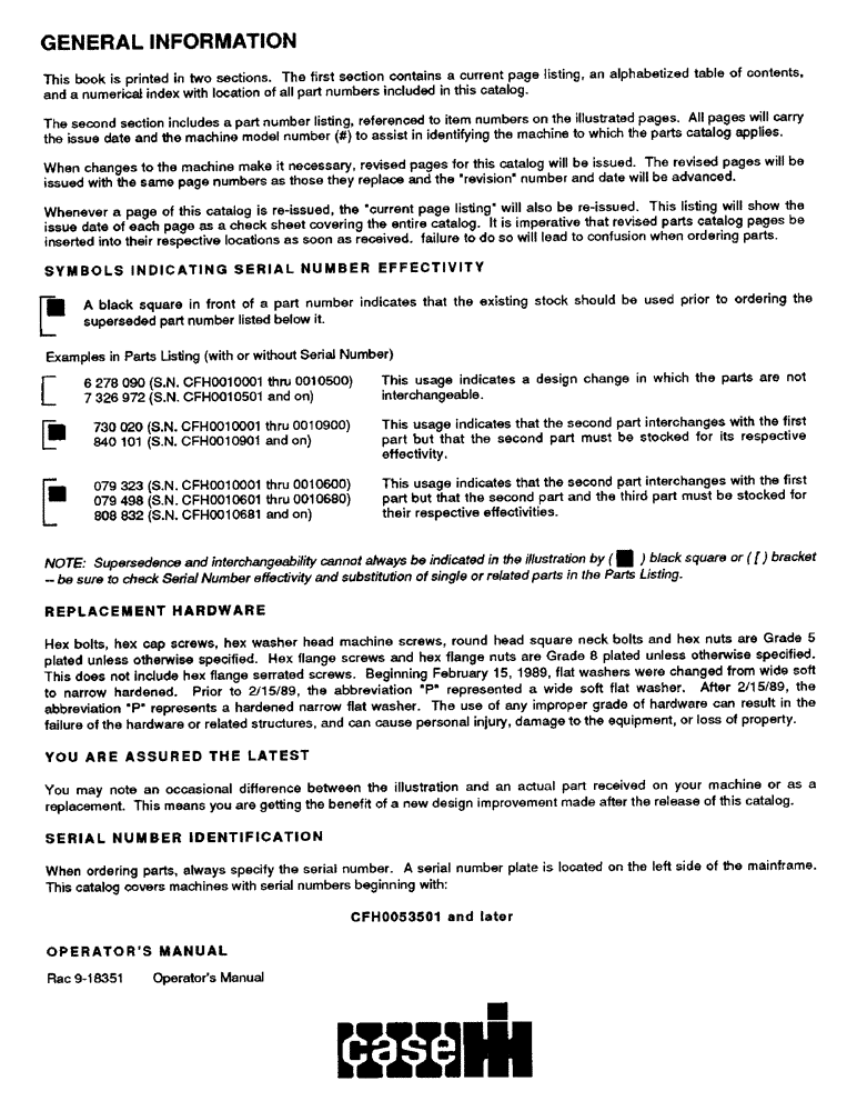 Схема запчастей Case IH 8820 - (1-1) - SUGGESTED STOCKING GUIDE (00) - PICTORIAL INDEX