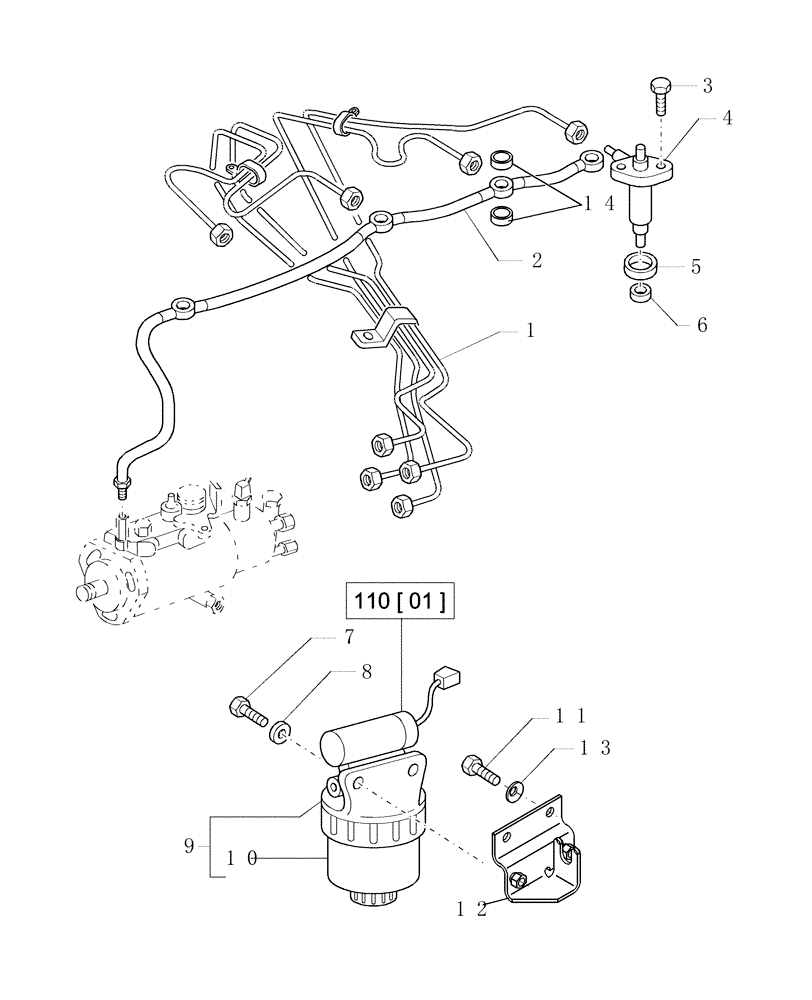 Схема запчастей Case IH WDX901 - (110) - ENGINE, FUEL INJECTOR, LINES & FUEL FILTER/LIFT PUMP (10) - ENGINE