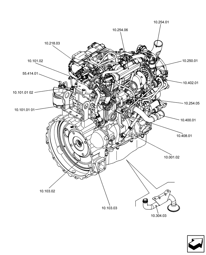 Схема запчастей Case IH F5HFL413B A002 - (10.000.01[02]) - PICTORIAL INDEX - ENGINE (5801438206) (10) - ENGINE