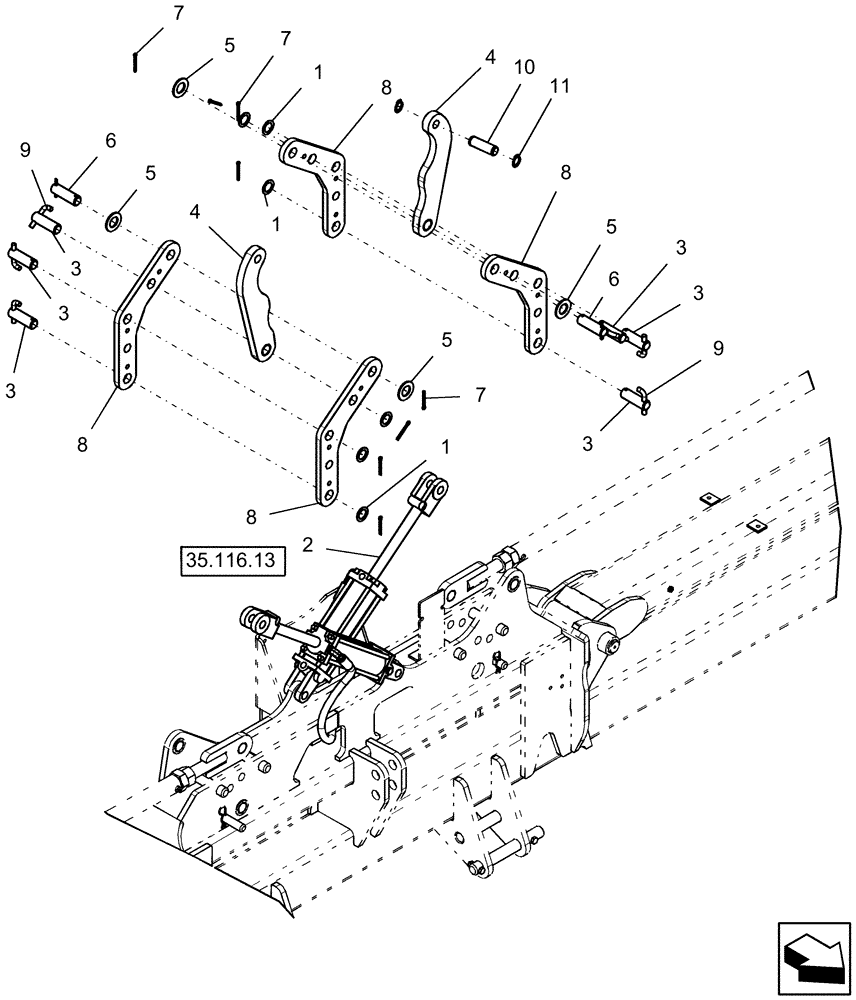 Схема запчастей Case IH 1220 - (35.110.03) - GULL WING ATTACHMENT LINKAGE - 12 ROW WIDE AND 16 ROW MOUNTED STACKER (35) - HYDRAULIC SYSTEMS