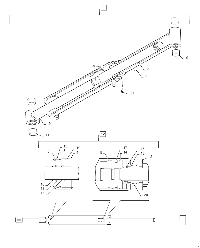 Схема запчастей Case IH L795 - (35.723.AA[11]) - BUCKET CYLINDER, HYDRAULIC CYLINDER - MSL (35) - HYDRAULIC SYSTEMS