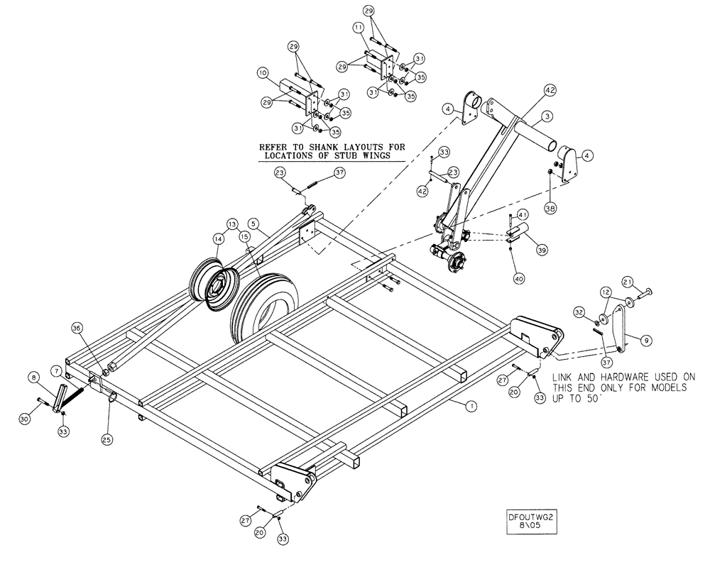 Схема запчастей Case IH TIGERMATE II - (39.100.09) - DOUBLE FOLD OUTER WING 38-1/2 THROUGH 50-1/2 MODELS (39) - FRAMES AND BALLASTING