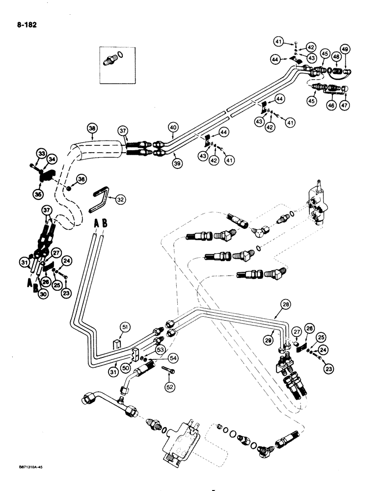 Схема запчастей Case IH 1825 - (8-182) - AUXILIARY HYDRAULIC CIRCUIT (08) - HYDRAULICS