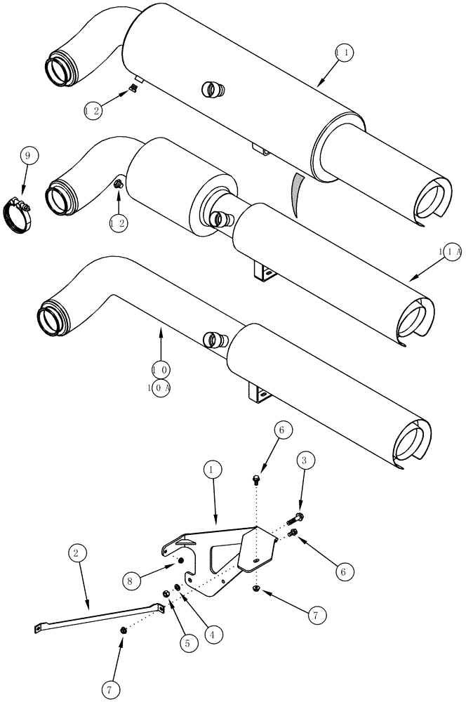 Схема запчастей Case IH CPX610 - (02-07) - EXHAUST SYSTEM (01) - ENGINE
