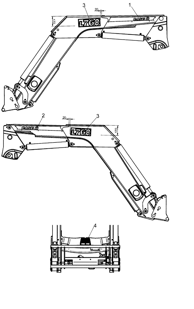 Схема запчастей Case IH L760 - (90.108.AB[20]) - MODEL DECAL - NSL (90) - PLATFORM, CAB, BODYWORK AND DECALS