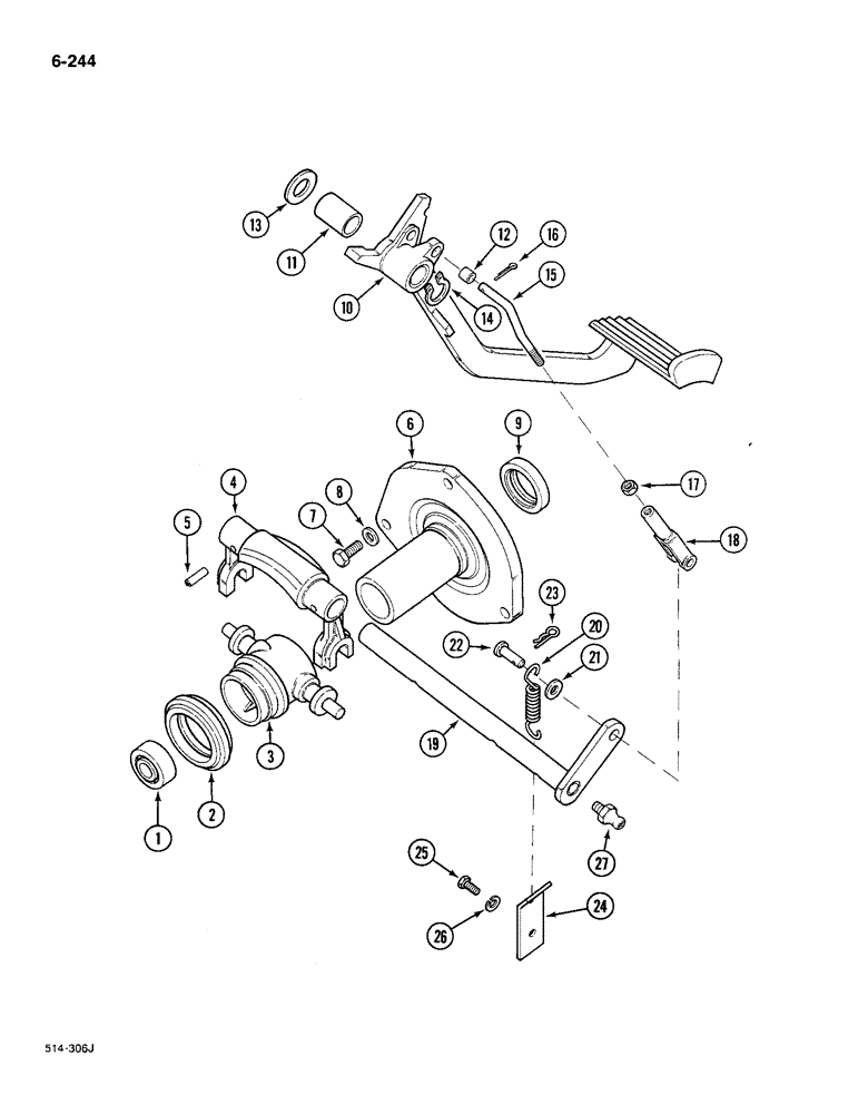 Схема запчастей Case IH 585 - (6-244) - CLUTCH CONTROLS, WITHOUT CAB (06) - POWER TRAIN