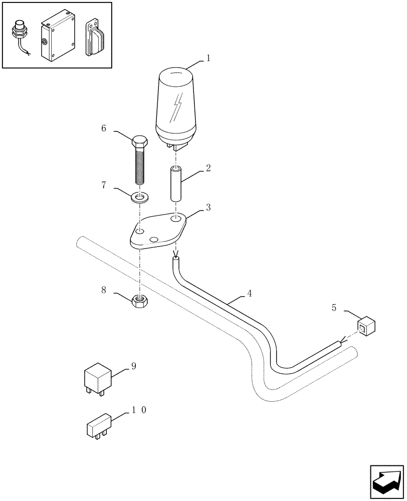 Схема запчастей Case IH LBX331S - (06.03[01]) - REVOLVING FLASH LIGHT (06) - ELECTRICAL SYSTEMS
