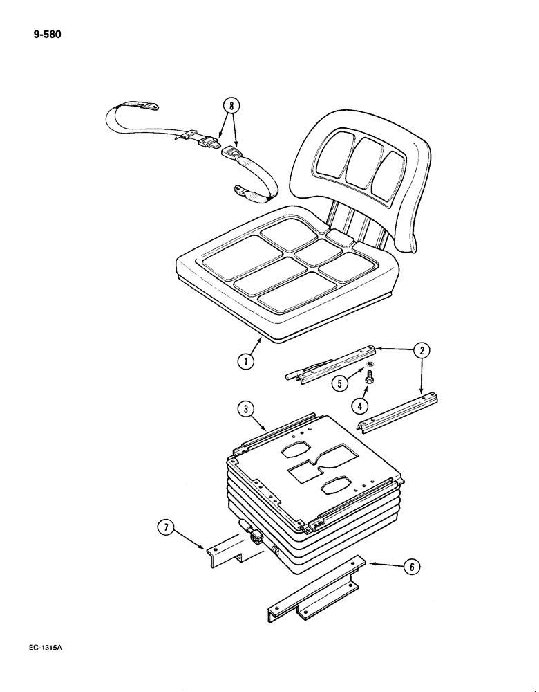 Схема запчастей Case IH 585 - (9-580) - SEAT, BASIC SUSPENSION, WITHOUT CAB (09) - CHASSIS/ATTACHMENTS