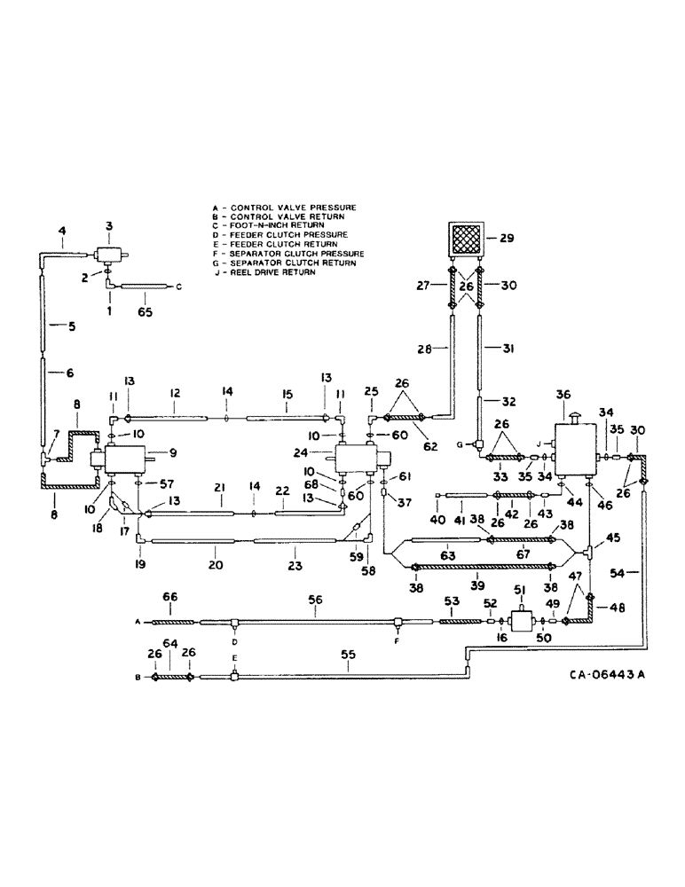 Схема запчастей Case IH 1440 - (10-06) - HYDRAULICS, HYDROSTATIC MOTOR, PUMP AND HEADER LIFT DIAGRAM, S/N 20001 & ABOVE (07) - HYDRAULICS