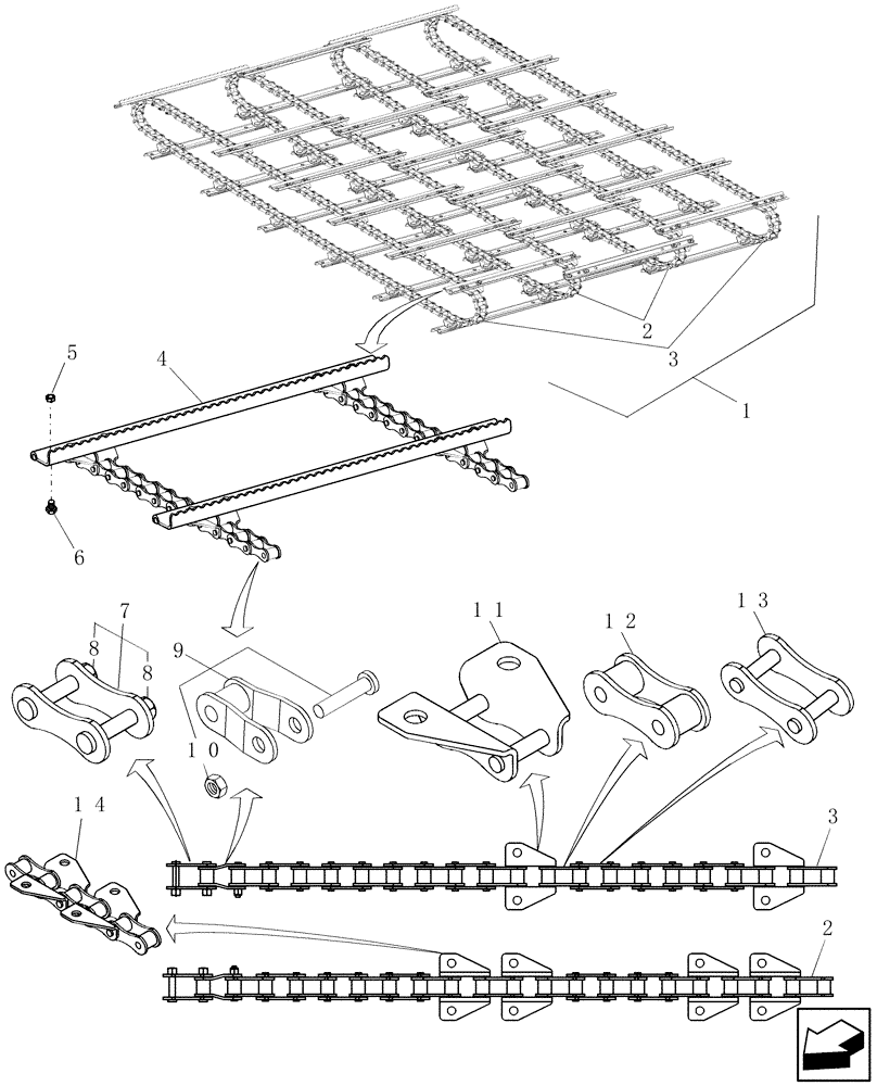 Схема запчастей Case IH 8120 - (60.105.03) - CHAIN ASSY AND FEEDER SLATS (60) - PRODUCT FEEDING