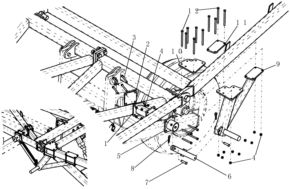 Схема запчастей Case IH 800 - (39.110.12) - HITCH, REAR AIR CART AUX SUPPORT (39) - FRAMES AND BALLASTING