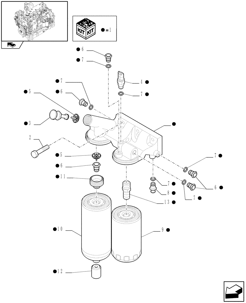 Схема запчастей Case IH PUMA 140 - (0.20.0) - FUEL FILTER (01) - ENGINE