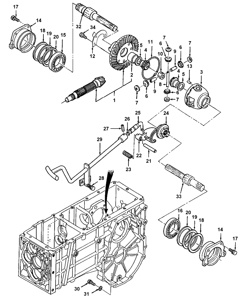 Схема запчастей Case IH DX23 - (05.03) - DIFFERENTIAL & LOCK LINKAGE W/HST (05) - REAR AXLE