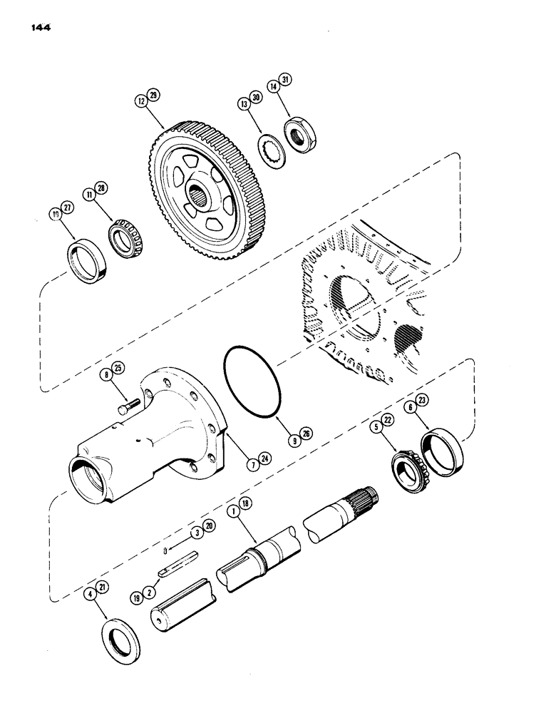 Схема запчастей Case IH 1070 - (144) - 96" REAR AXLE, 3-1/2" DIAMETER INTERMEDIATE AXLE (06) - POWER TRAIN