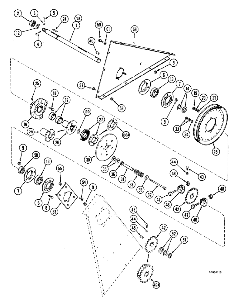 Схема запчастей Case IH 2166 - (9D-38) - ELEVATOR DRIVE JACKSHAFT (16) - GRAIN ELEVATORS & AUGERS