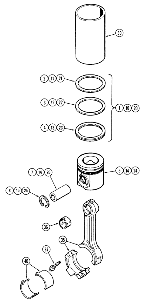 Схема запчастей Case IH MX150 - (02-26) - PISTONS AND CONNECTING RODS (10) - ENGINE