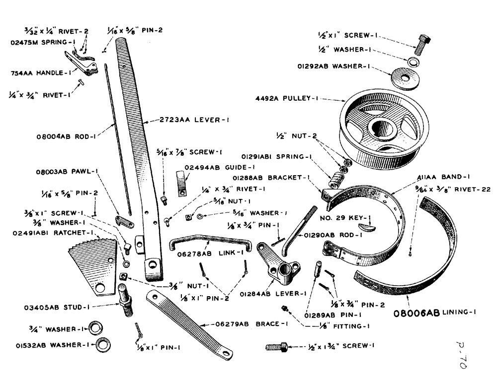 Схема запчастей Case IH LA-SERIES - (047) - HAND BRAKE PRIOR TO TRACTOR NO. 5208165 (07) - BRAKES