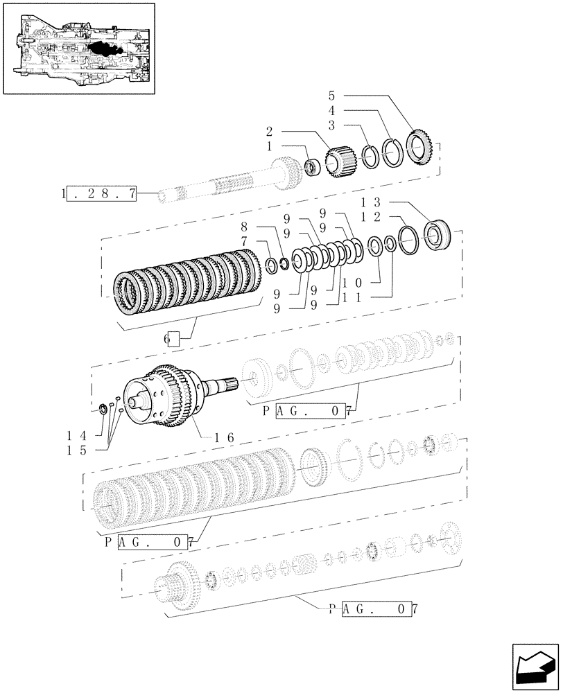 Схема запчастей Case IH PUMA 195 - (1.32.1[06]) - CENTRAL REDUCTION GEARS (03) - TRANSMISSION