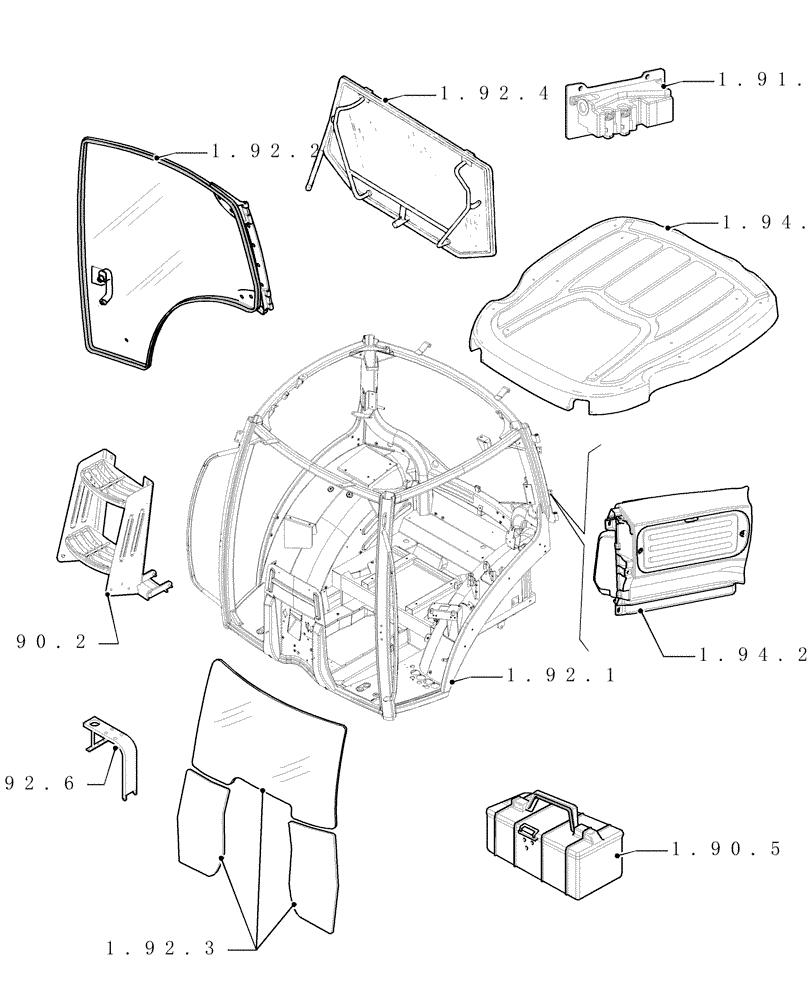 Схема запчастей Case IH PUMA 180 - (1.90.1[01]) - SEC. 10 - DRIVERS COMPARTMENT (10) - OPERATORS PLATFORM/CAB
