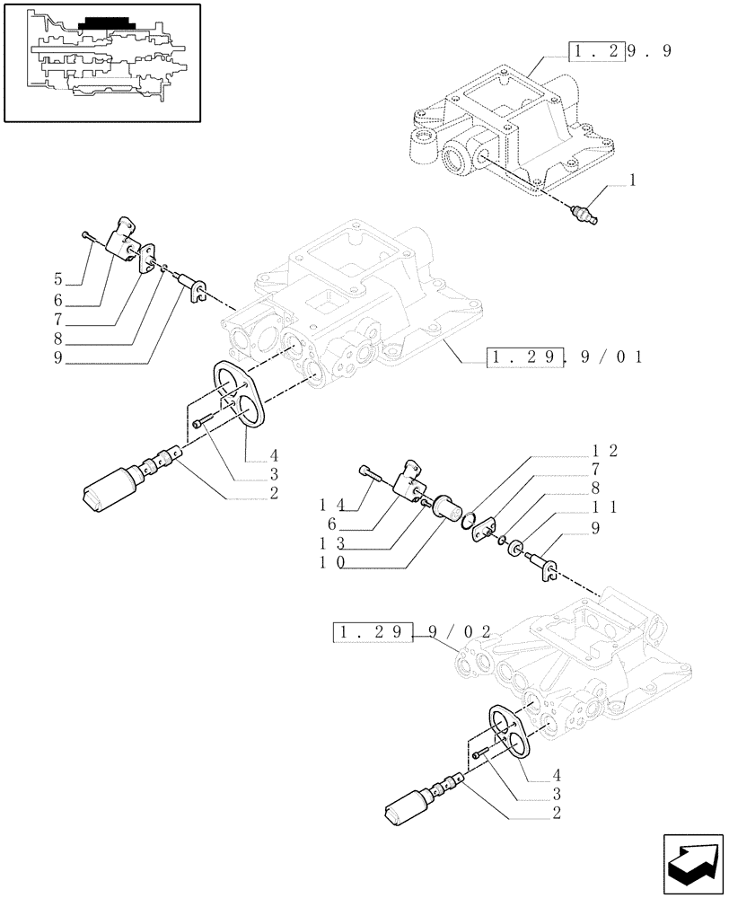 Схема запчастей Case IH MAXXUM 120 - (1.75.0[09]) - REVERSER AND SPEED GEARSHIFT MECHANISM SWITCHES AND SOLENOID VALVES (06) - ELECTRICAL SYSTEMS