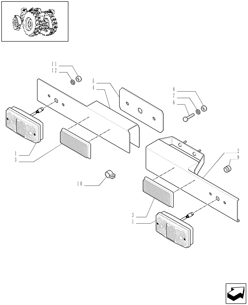 Схема запчастей Case IH JX1095C - (1.75.6/01) - (VAR.659) REAR LIGHT EXTENSION - L/CAB (06) - ELECTRICAL SYSTEMS