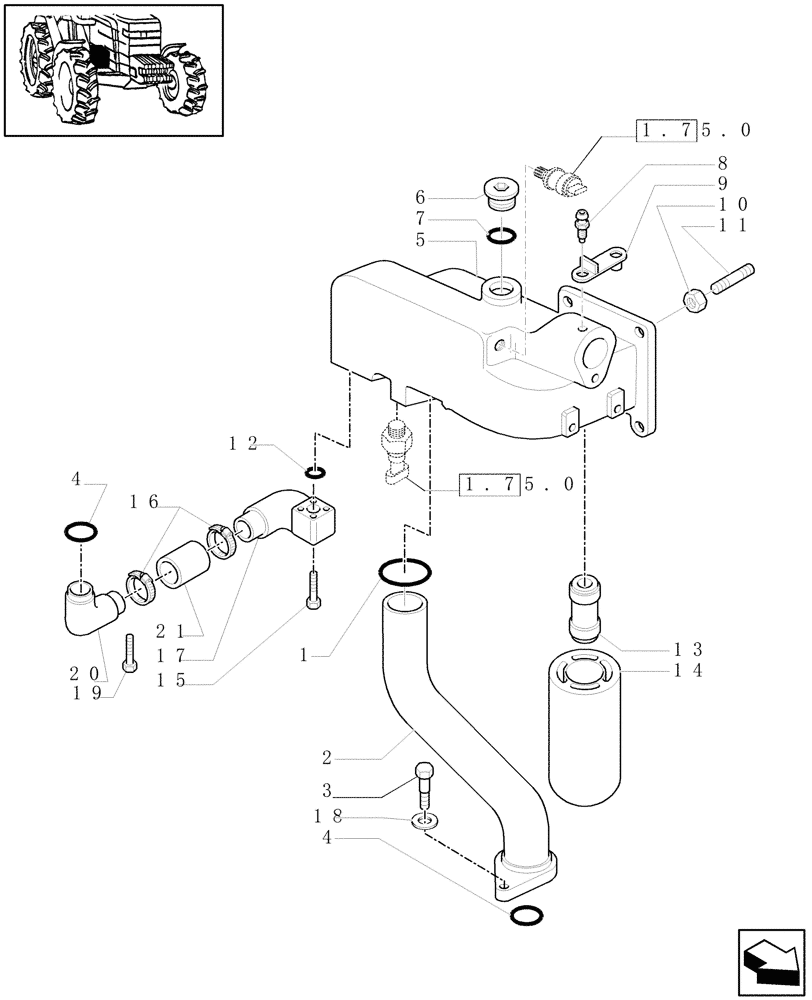 Схема запчастей Case IH MAXXUM 110 - (1.32.8[01]) - PUMPS FOR HYDRAULIC SYSTEM AND LIFT (63 L/MIN) (03) - TRANSMISSION