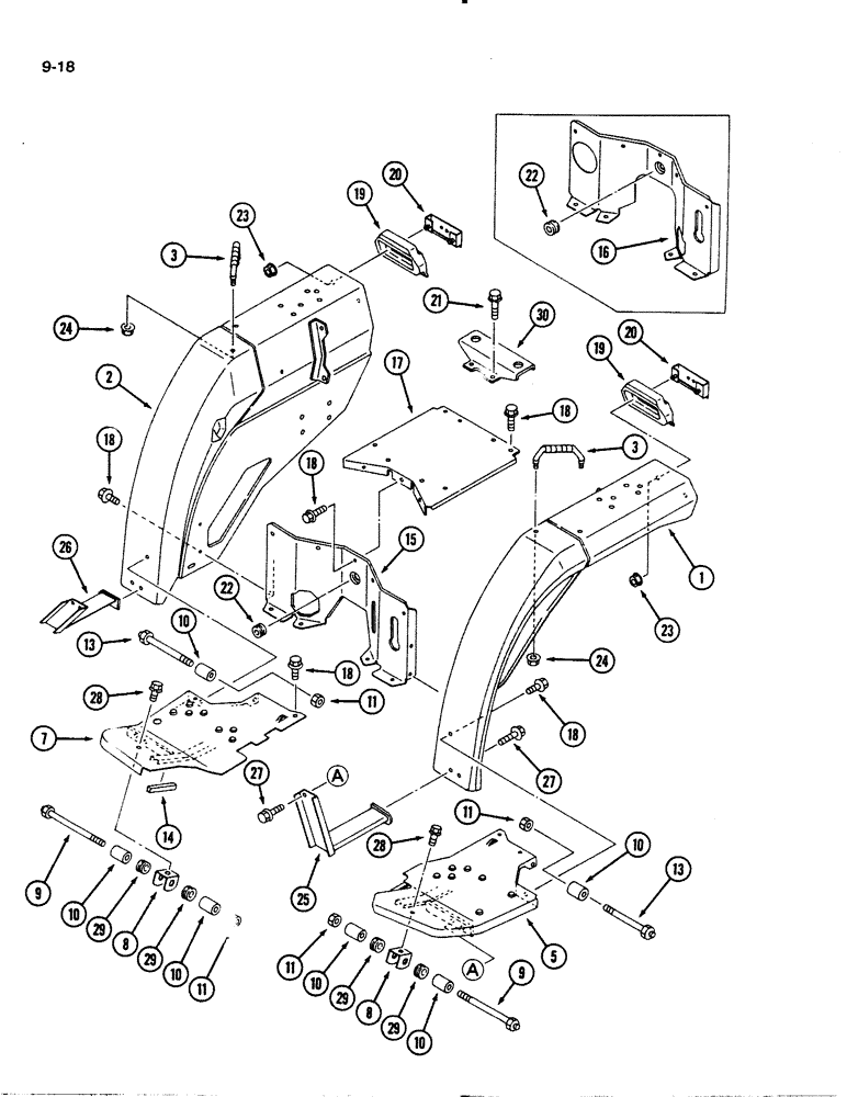 Схема запчастей Case IH 1130 - (9-18) - FENDERS, STEPS AND SUPPORTS (09) - CHASSIS/ATTACHMENTS