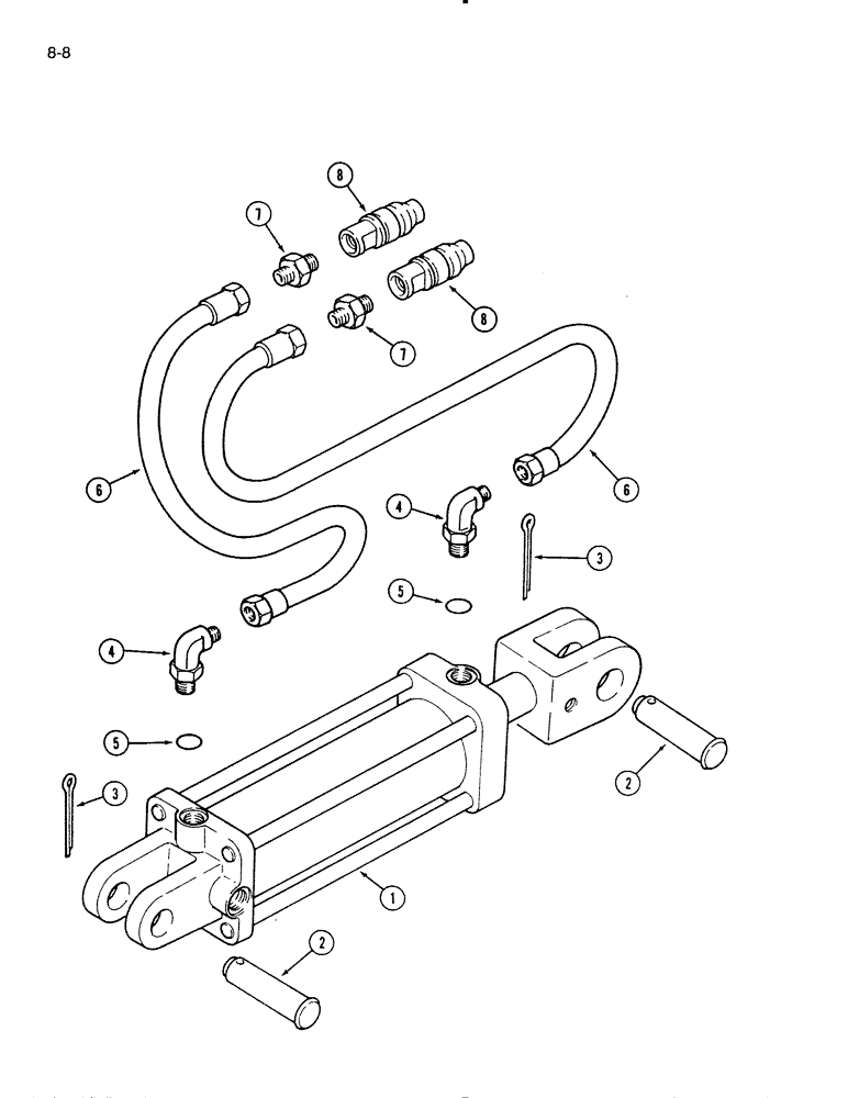 Схема запчастей Case IH 720 - (8-08[B]) - REAR FURROW WHEEL HYDRAULIC EQUIPMENT, 5 FURROW 20 INCH, AUTOMATIC TRIP, IN THE FURROW (08) - HYDRAULICS