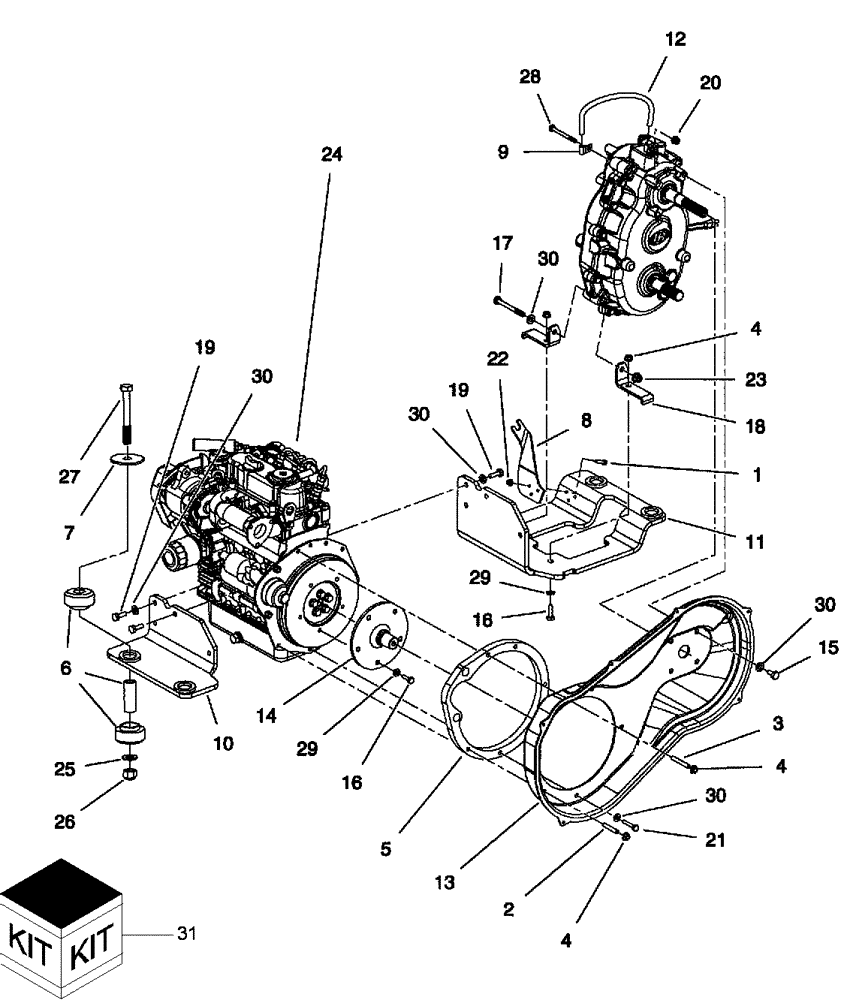 Схема запчастей Case IH SCOUT XL - (10.012.01[02]) - KUBOTA D722 DIESEL ENGINE MOUNTING (10) - ENGINE
