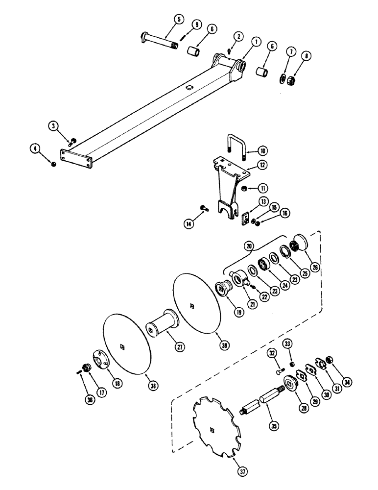 Схема запчастей Case IH E30 - (058) - FRONT LEFT CENTER GANG, 10-1/2 INCH (266.7 MM) SPACING 