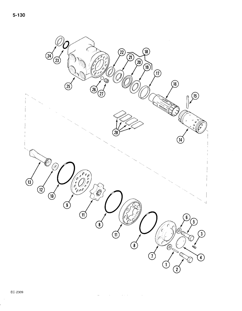 Схема запчастей Case IH 385 - (5-130) - INTEGRAL HYDROSTATIC STEERING VALVE (05) - STEERING