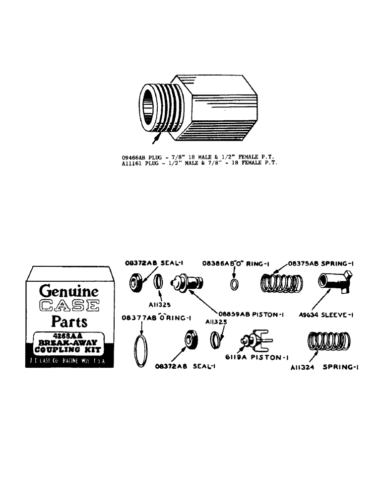 Схема запчастей Case IH SO-SERIES - (127) - HYDRAULIC CONTROL UNIT, ADAPTER PLUG FOR BREAK AWAY COUPLINGS, 4268AA SERV KIT FOR HYDR COUPLINGS (08) - HYDRAULICS