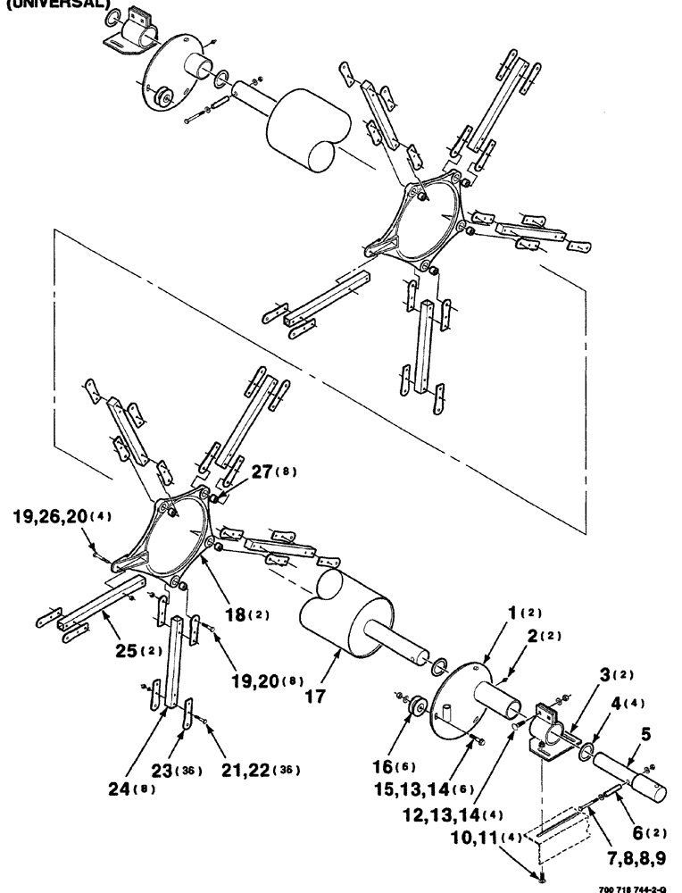 Схема запчастей Case IH 325 - (6-14) - PICKUP REEL MOUNTING AND CAM ASSEMBLY - 18 FOOT (UNIVERSAL) (58) - ATTACHMENTS/HEADERS