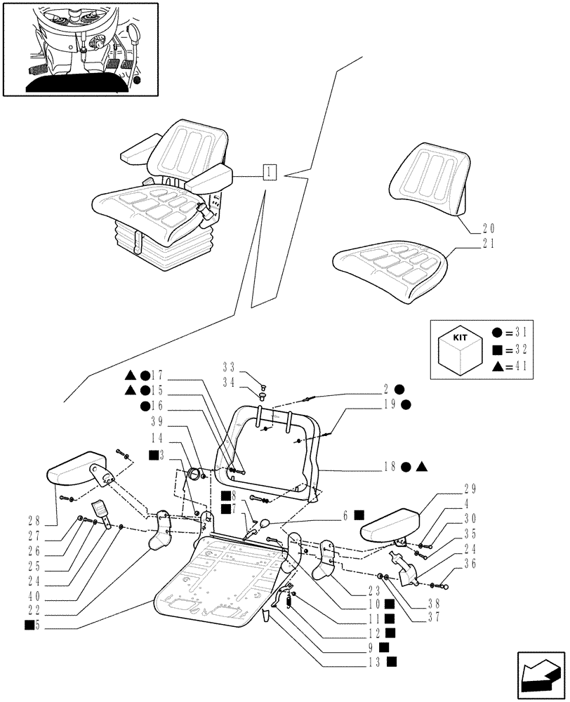 Схема запчастей Case IH JX70 - (1.92.85/06A[01]) - SEAT, DRIVER - BREAKDOWN (10) - OPERATORS PLATFORM/CAB