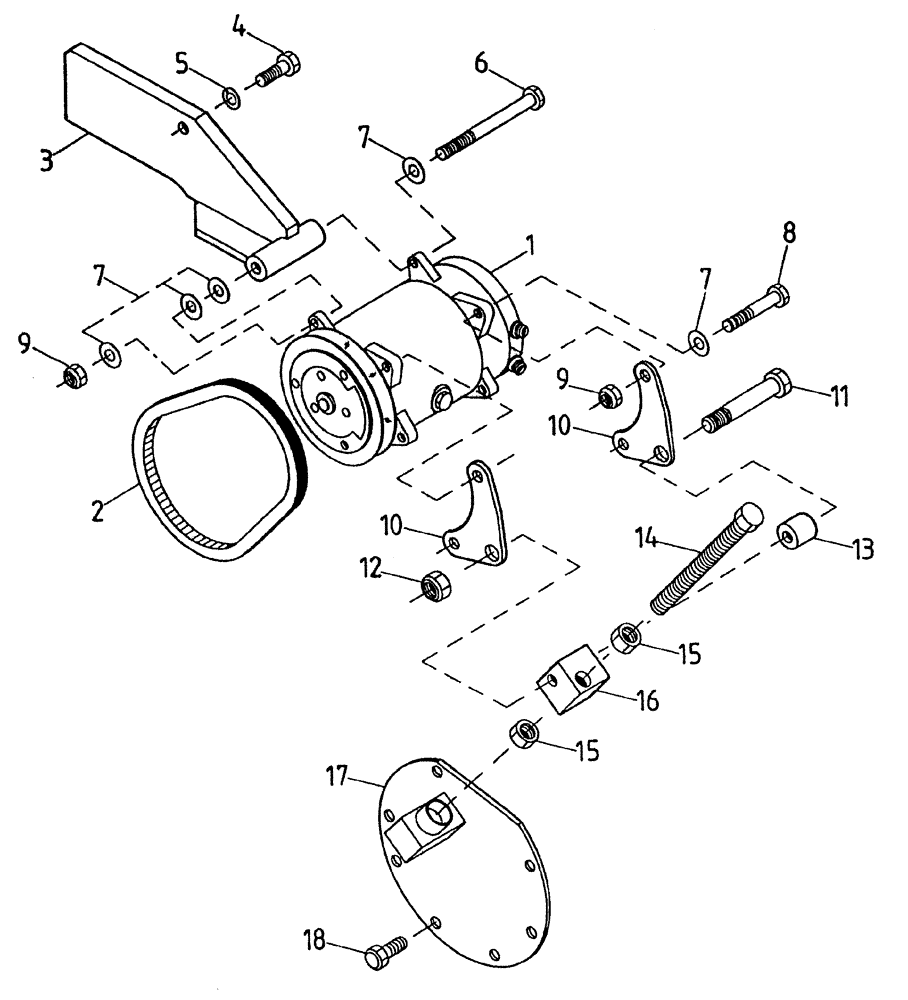 Схема запчастей Case IH 7700 - (A06[20A]) - AIR CONDITIONER COMPRESSOR/MOUNT/BELT {125} Mainframe & Functioning Components