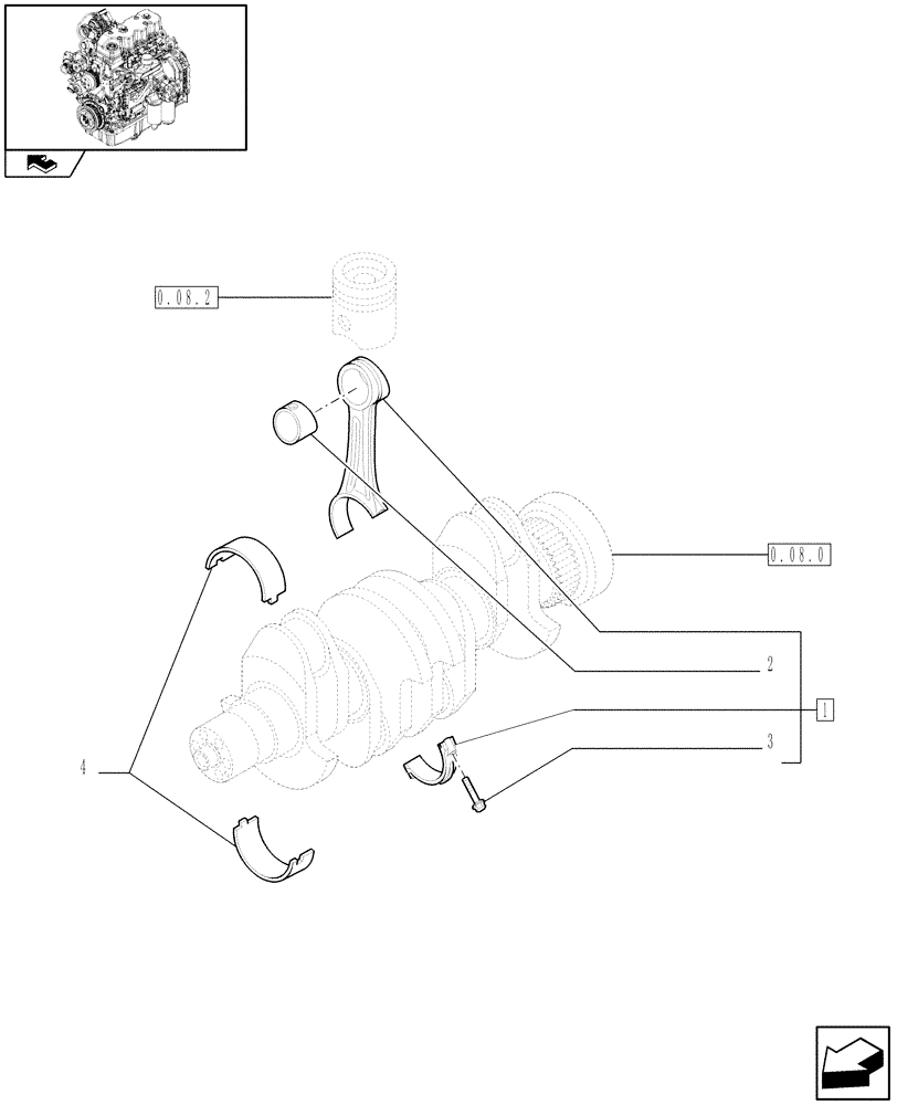 Схема запчастей Case IH MAXXUM 110 - (0.08.1) - CONNECTING ROD (STD + VAR.330003-332115) (01) - ENGINE