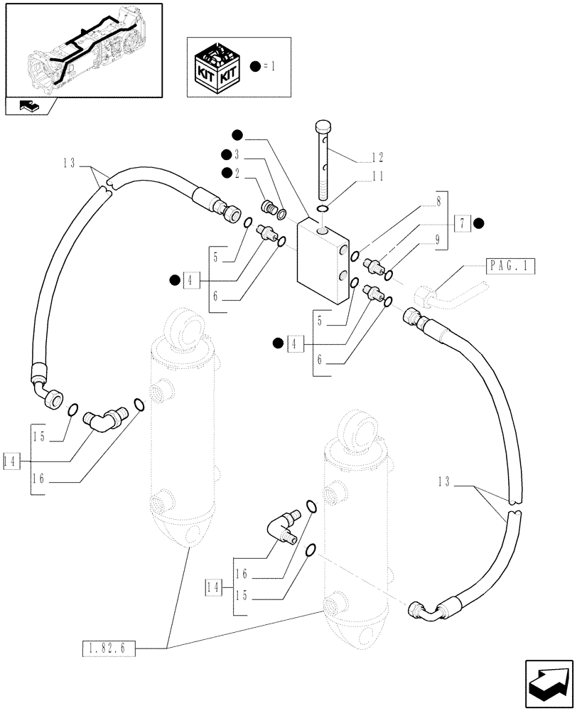 Схема запчастей Case IH PUMA 125 - (1.29.7[02]) - SEMI POWER SHIFT - TRANSMISSION LUBRICATION SYSTEM - PIPES (03) - TRANSMISSION