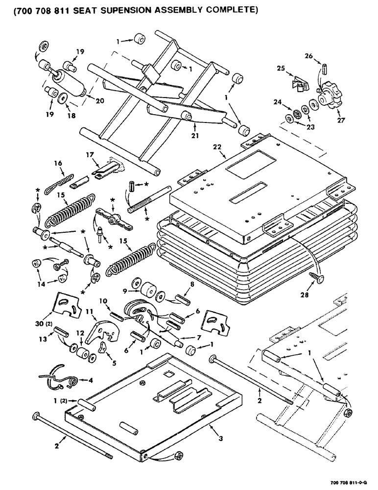 Схема запчастей Case IH 8830 - (7-32) - SEAT SUSPENSION ASSEMBLY, 700708811 SEAT SUSPENSION ASSEMBLY COMPLETE (09) - CHASSIS