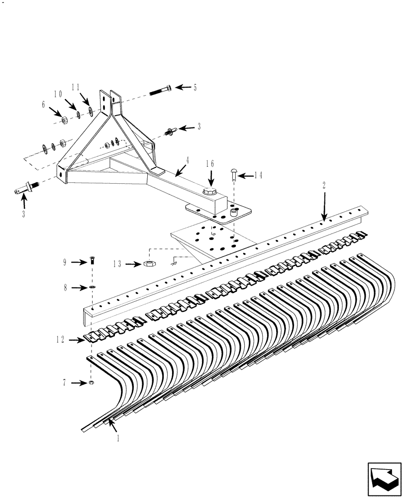 Схема запчастей Case IH WORK EZ 72LR - (001[01]) - 5 & 6 LANDSCAPE RAKE - MAIN ASSEMBLY - ON & ASN YAWBE1000 & YAWBF1999 