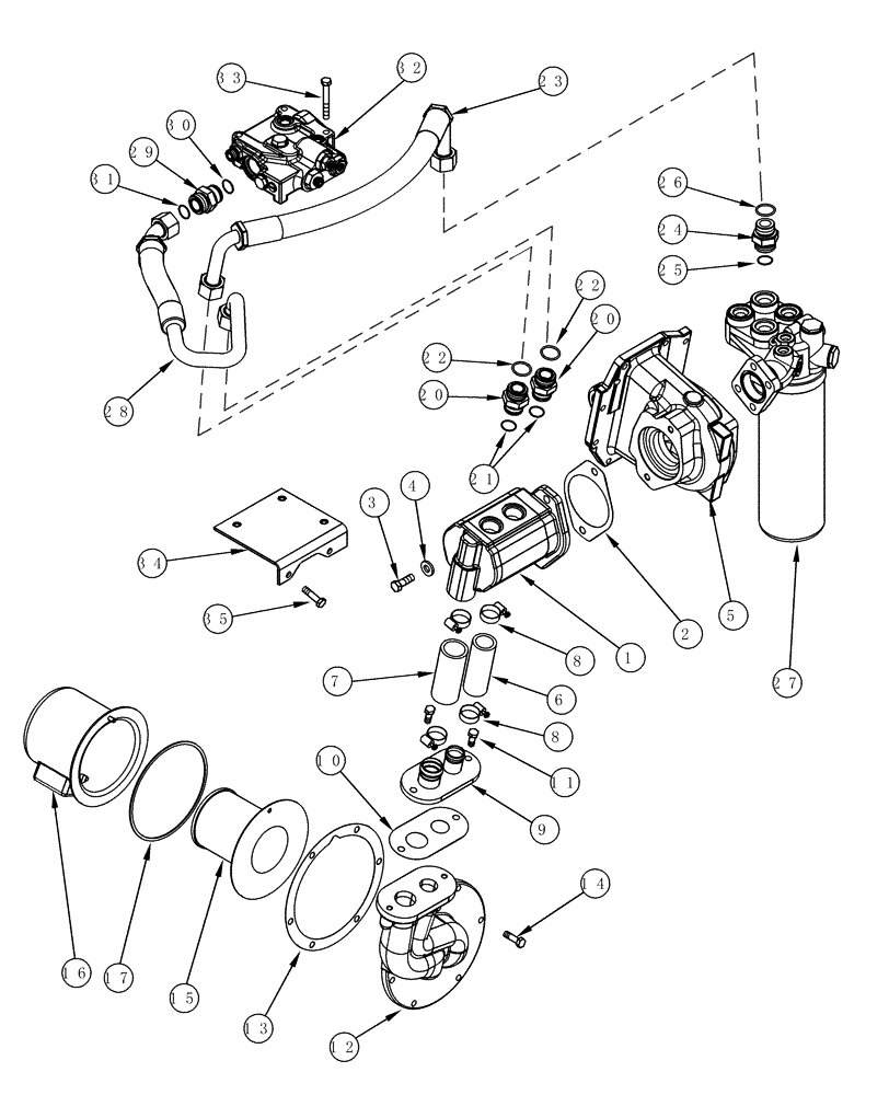 Схема запчастей Case IH MX220 - (08-02) - HYDRAULIC SYSTEM CHARGE PUMP (08) - HYDRAULICS