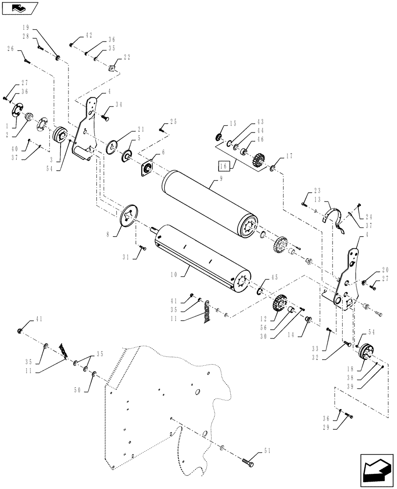 Схема запчастей Case IH RBX462 - (14.20) - SLEDGE (14) - BALE CHAMBER