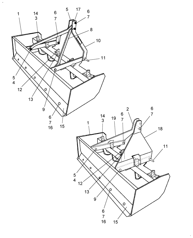Схема запчастей Case IH WORK EZ 48BL - (001) - MANUAL LIGHT DUTY BOX BLADE 4 & 5 - 48BL/60BL 