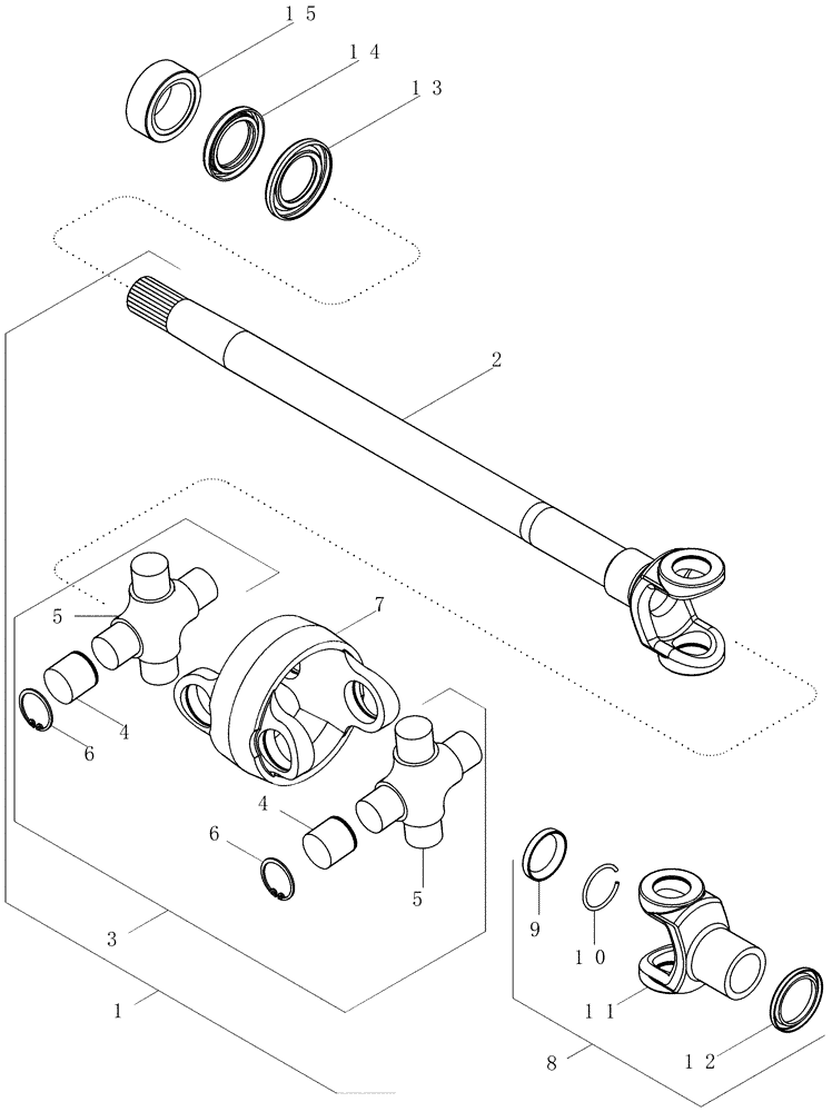 Схема запчастей Case IH MX210 - (05-37) - FRONT AXLE DRIVE SHAFT - MFD, WITH DIFFERENTIAL LOCK, ASN (05) - STEERING