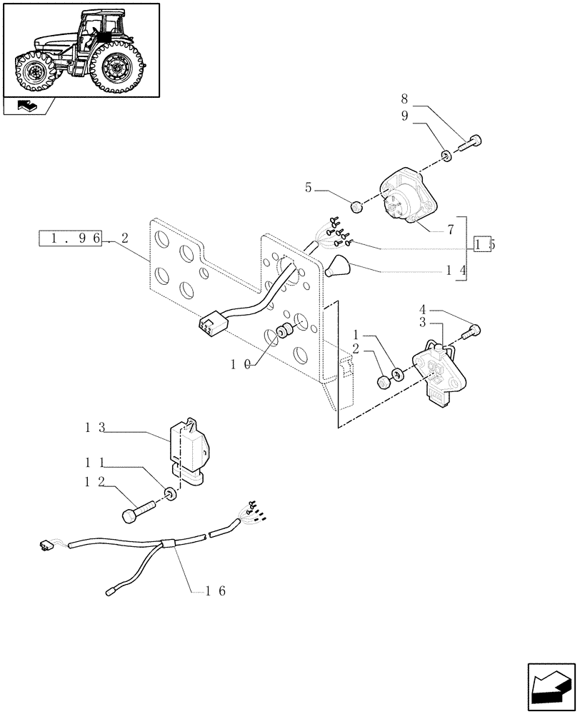 Схема запчастей Case IH FARMALL 105U - (1.75.4/01) - NORTH AMERICA VERSION - REAR ELECTRIC PARTS (VAR.330007-334007) (06) - ELECTRICAL SYSTEMS