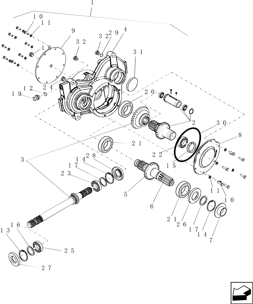 Схема запчастей Case IH 7010 - (60.150.03[01]) - GEARBOX - FEEDER CONVEYOR DRIVE, WITHOUT ROCK TRAP - PRIOR TO PIN HAJ202001 - 7010/8010 (60) - PRODUCT FEEDING